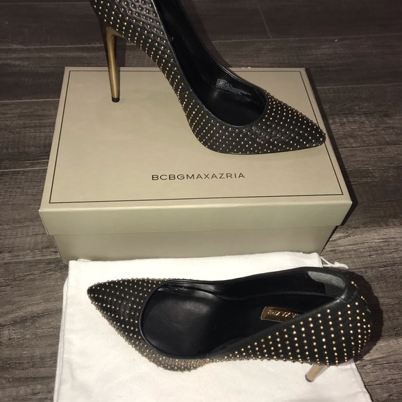 BCBGMAXAZRIA Studded Stilettos Black/Gold Size 8.5 - Picture 3 of 4